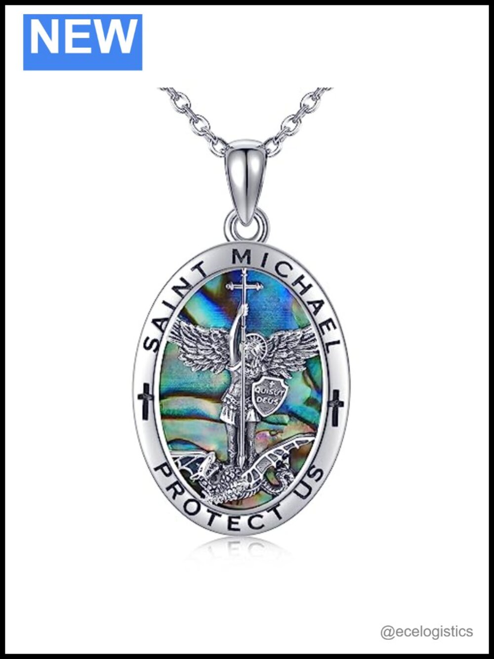 Saint Michael Necklace 925 Sterling Silver Pendant Religious Protection Jewelry